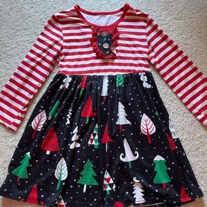 Festive Striped and Patterned Kids Dress